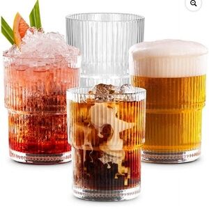 🆕 Combler Ribbed Glassware 15oz, Set of 4
